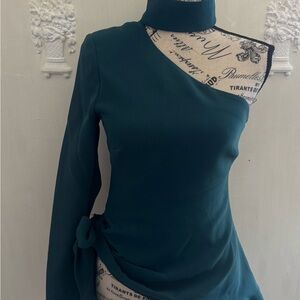 Teal Asymmetrical Long Sleeve Top